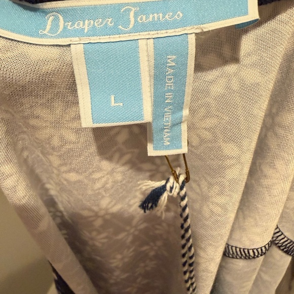 NWT Draper James Navy and White Patterned Fit-and-Flare Dress - Picture 3 of 7